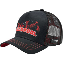 Offizielle Marvel Comics Trucker Cap – Capslab Schwarze Kappe mit Deadpool Print Logo