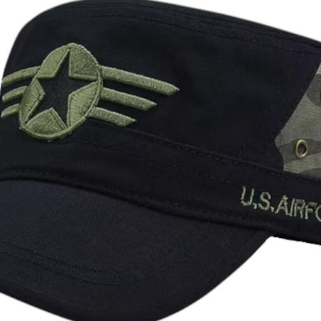 U.S. Air Force Army Cap – Schwarze Feldmütze mit Metallverschluss