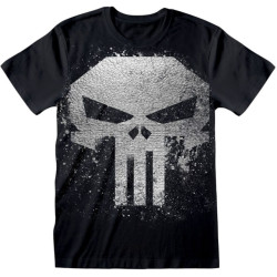 Punisher T-Shirt – Marvel Skull Schwarzes Unisex Shirt mit Metallic-Print