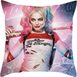Harley Quinn Dekokissen – Mit Füllung & Reißverschluss, Baseballschläger-Motiv