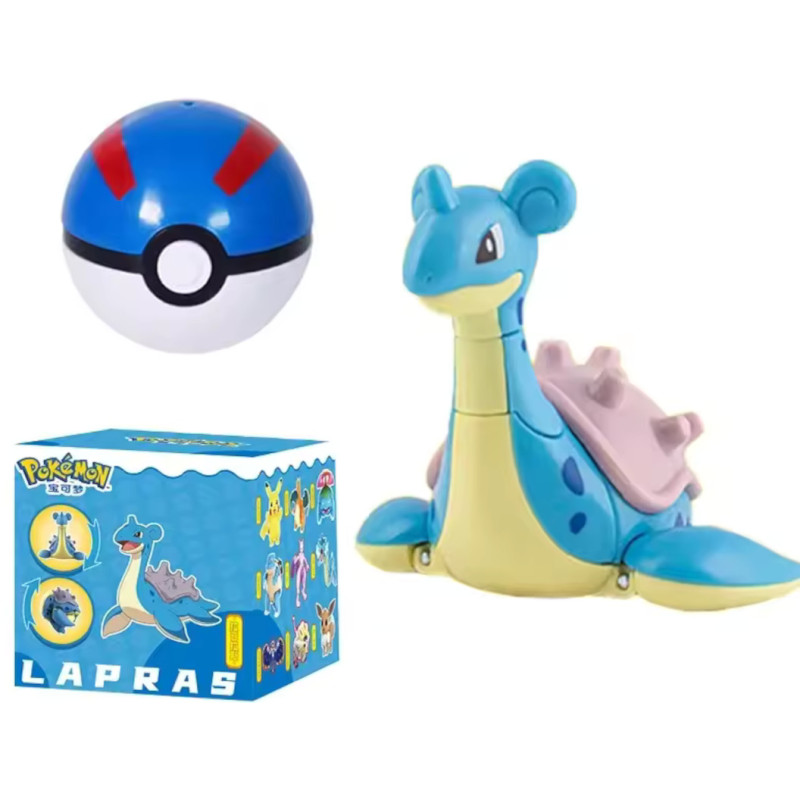 Lapras Spielzeug Figur mit ⌀ 7,5 cm Pokéball – Pokémon Klappfigur