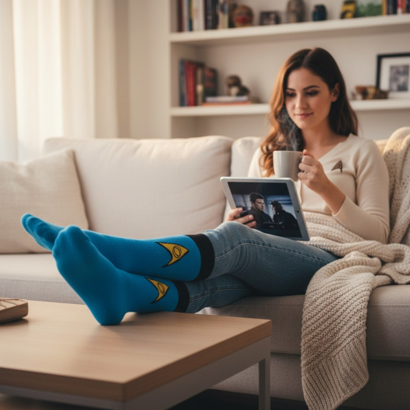 Cozy Szene mit Star Trek Science Socken