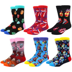 The Stones Socken 6er-Pack – Bunte Zungen-Motiv Socken im Rock-Style