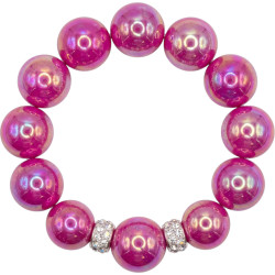 Handgefertigtes Perlenarmband mit schimmernden Beerenrosa Perlen und funkelnden Strassrondellen.