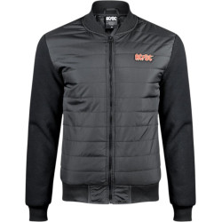 Schwarze AC/DC Hybrid Jacke mit klassischem AC/DC Logo auf der Brust und sportlichem Stehkragen.