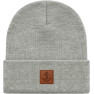 Sylt Brands Silver Echo Unisex Strickmütze Silbergrau – Beanie mit Anker-Leder-Patch