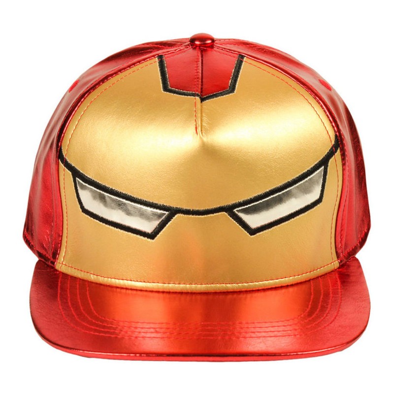 Rote IRON MAN MASK Metallic Snapback Cap aus Kunstleder ▷ MARVEL Caps/Mützen