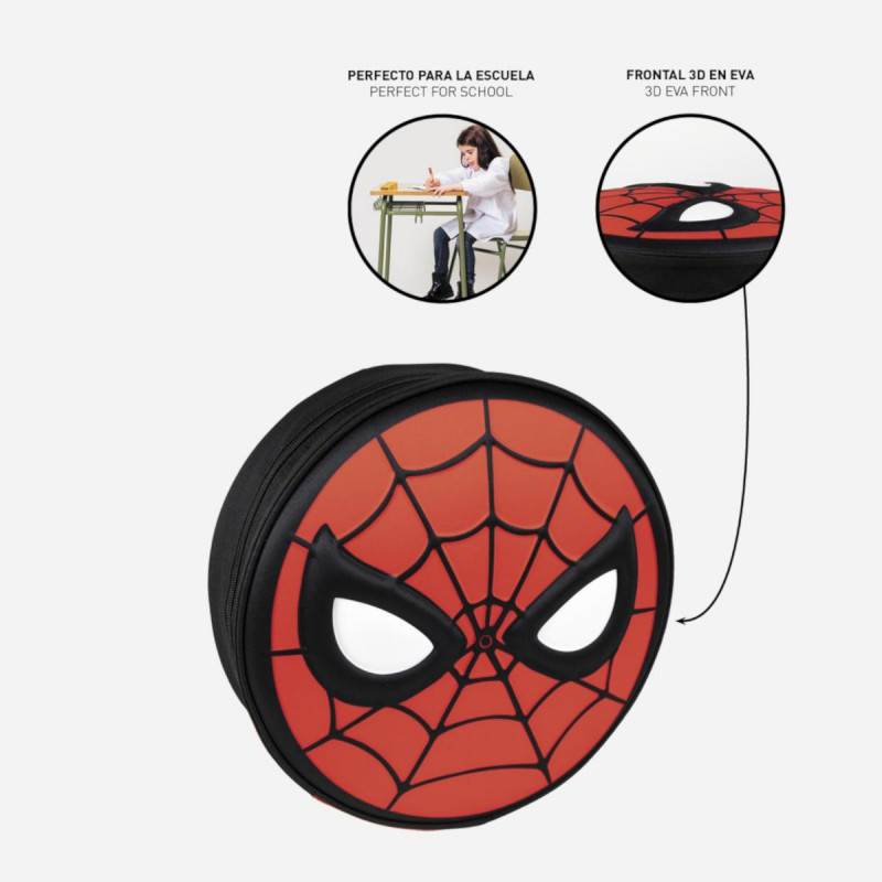 Schwarz-rot-weiße SPIDER-MAN runde 3D Rucksack/Backpack ▷ MARVEL