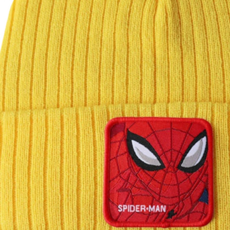 Coole gelbe SPIDER-MAN “Avengers Endgame” Roll-Up Beanie Mütze mit 3D Logo ▷ MARVEL