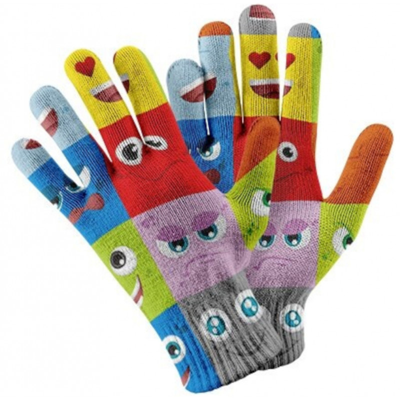 Gestrickte mehrfarbiger EMOJI Handschuhe  Hochwertige SYLT BRANDS Touchscreen Emoji Handschuhe