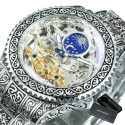 ▶ Limitierte Auflage ◀ Luxus gravierte Automatische Armbanduhr aus Mondphase Stahl ▷ WATCHMAKER Silber Uhren