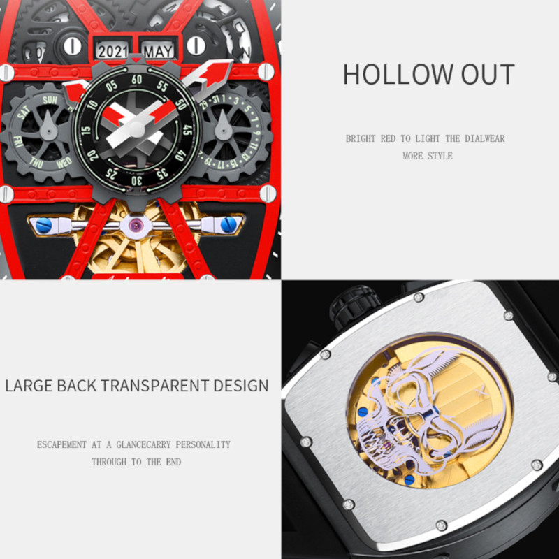 WATCHMAKER GUANQIN ☑ Grün/Schwarze Automatische Mechanische Hohl Tourbillon Luxus Business Uhr ➳ WATCHMAKER Fashion Uhren