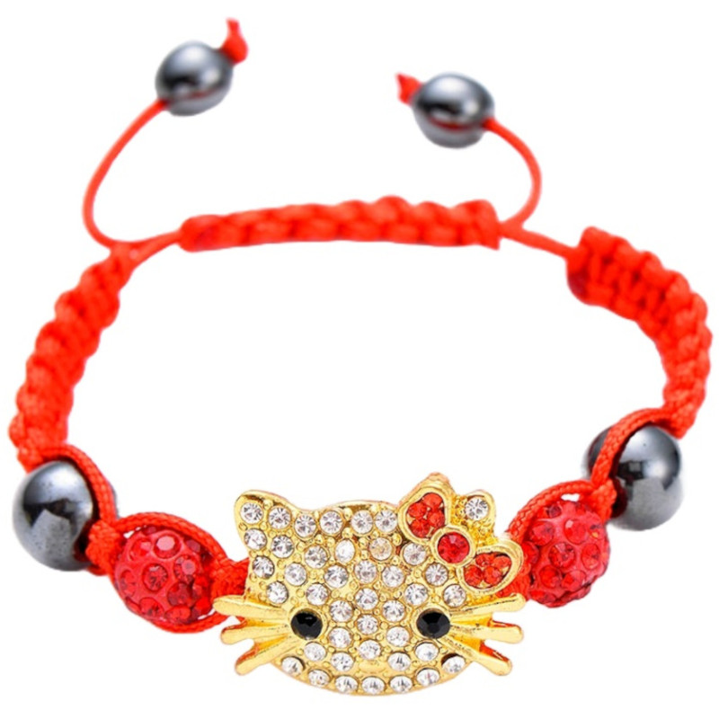 🎀❤️💎🔗 "HELLO KITTY" Armbänder - Hello Kitty Armband mit Zirkonia Kristallen - HELLO KITTY Kinder Armband in Gold/Rot