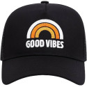 ✌️ "GOOD VIBES" Trucker Mesh Caps & Kappen - Good Vibes Mesh Kappe in Schwarz mit Logo-Stickerei für positive Stimmung