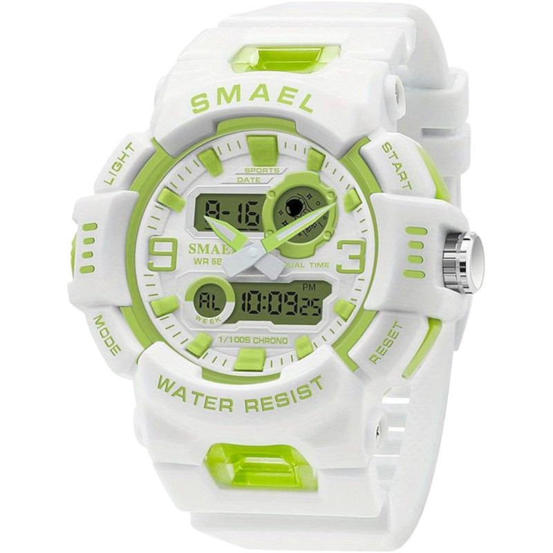 ⌚ S-BRANDS BOMBA WATCHMAKER" Weiß-Grün Uhr - Trendige 50 Meter Wasserdichte Multi-Funktion Quarz Sportuhren mit Silikonarmband