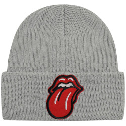 Graue Rolling Stones Beanie mit Zungen-Logo