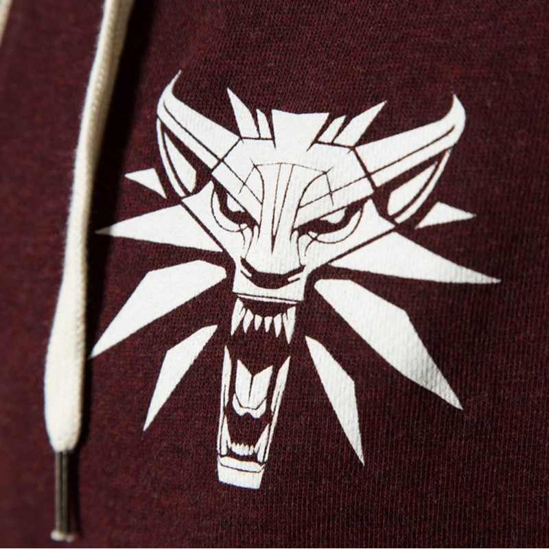 🧥🐺🎮 "THE WITCHER 3" Kapuzensweatjacke in Große: M - Zipper Hoodie "Witcher Wild Hunt" Sweatshirtjacke mit Wolf Medaillon Logo